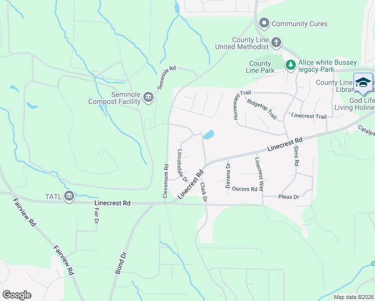 map of restaurants, bars, coffee shops, grocery stores, and more near 3368 Lincolndale Court in Ellenwood