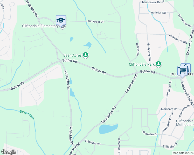 map of restaurants, bars, coffee shops, grocery stores, and more near 4980 Butner Road in College Park