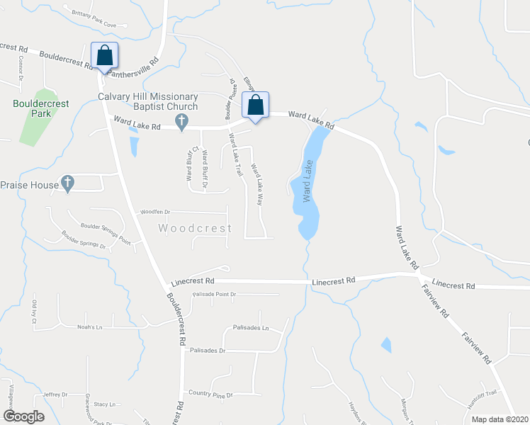 map of restaurants, bars, coffee shops, grocery stores, and more near 2916 Ward Lake Way in Ellenwood