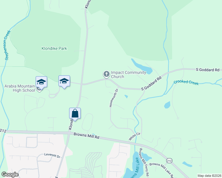 map of restaurants, bars, coffee shops, grocery stores, and more near 6944 Carleen Court in Stonecrest