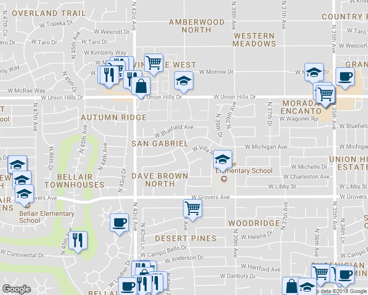 map of restaurants, bars, coffee shops, grocery stores, and more near 4079 West Michigan Avenue in Glendale