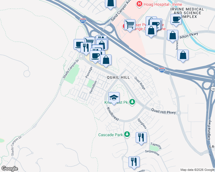 map of restaurants, bars, coffee shops, grocery stores, and more near 68 Dovetail in Irvine