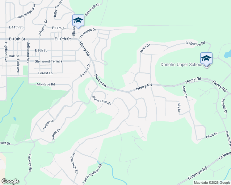 map of restaurants, bars, coffee shops, grocery stores, and more near 2000 Henry Road in Anniston
