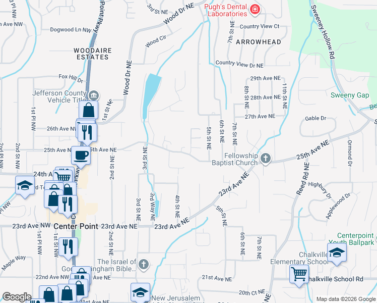 map of restaurants, bars, coffee shops, grocery stores, and more near 5006 Matt Drive in Birmingham