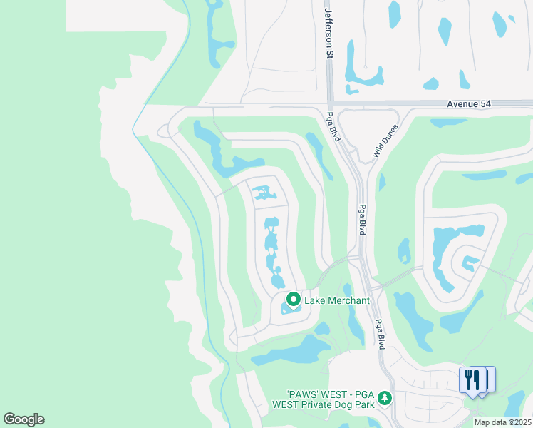 map of restaurants, bars, coffee shops, grocery stores, and more near 54917 Firestone in La Quinta