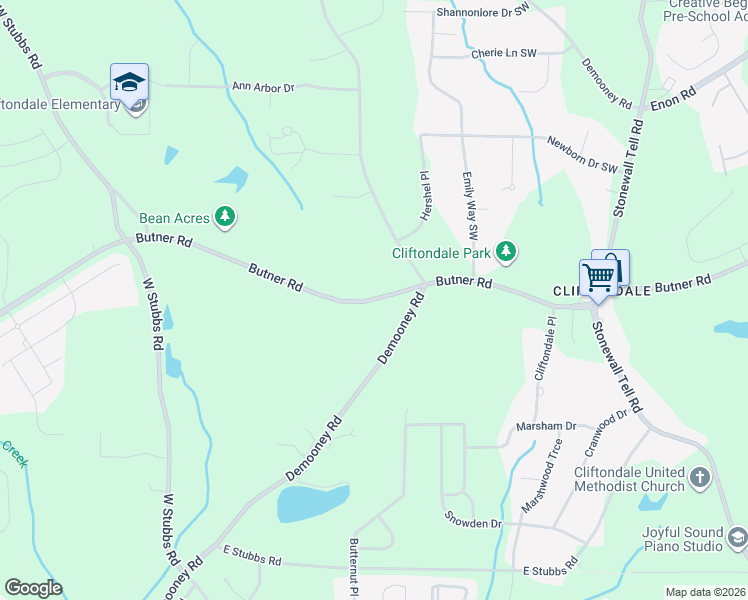 map of restaurants, bars, coffee shops, grocery stores, and more near 4816 Butner Road in Atlanta