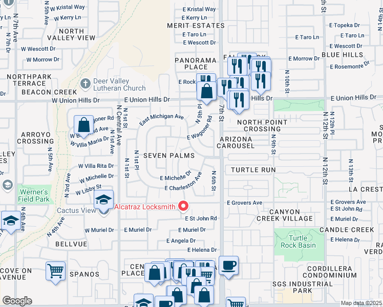map of restaurants, bars, coffee shops, grocery stores, and more near 439 East Michigan Avenue in Phoenix