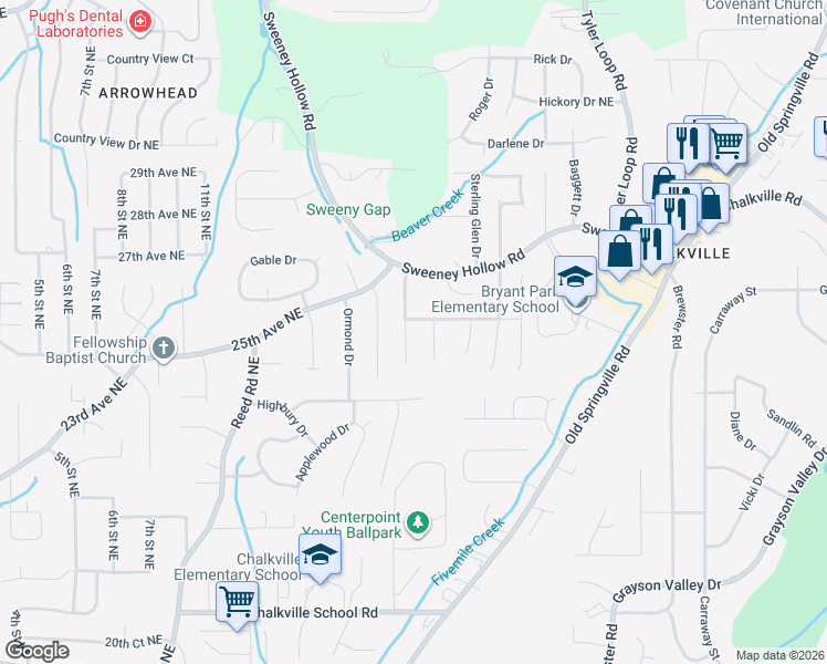 map of restaurants, bars, coffee shops, grocery stores, and more near 5559 Matt Aaron Lane in Birmingham