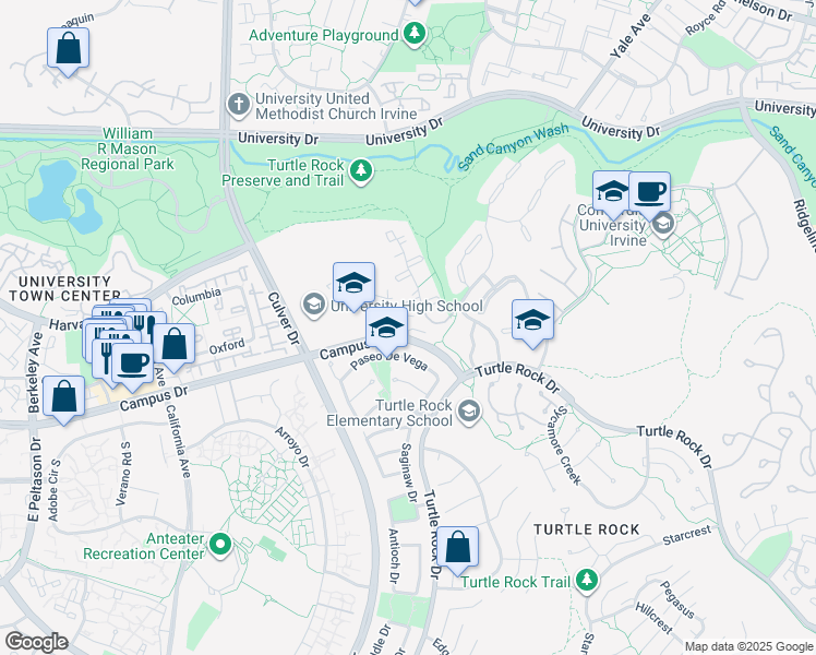 map of restaurants, bars, coffee shops, grocery stores, and more near 14 Cobblestone in Irvine