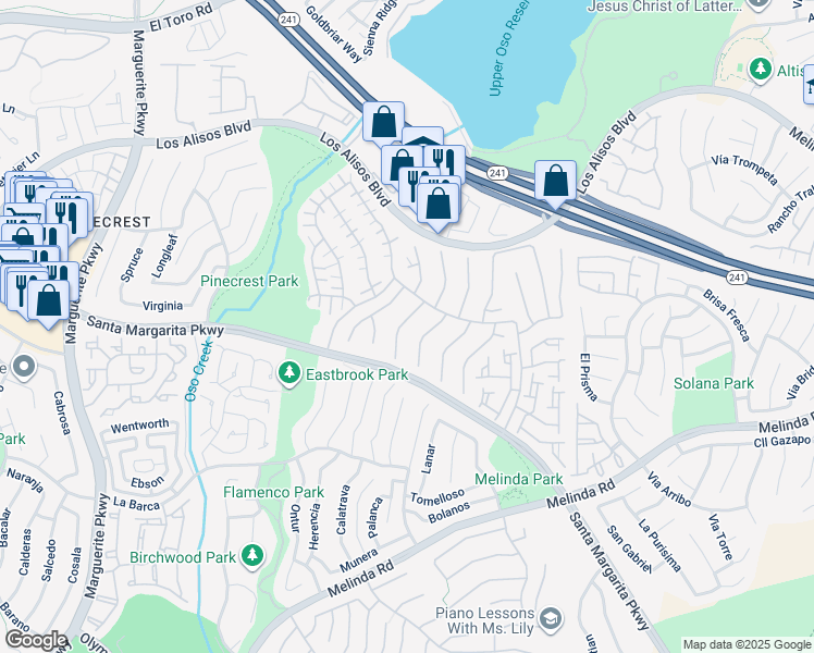 map of restaurants, bars, coffee shops, grocery stores, and more near 21452 Bastia in Mission Viejo