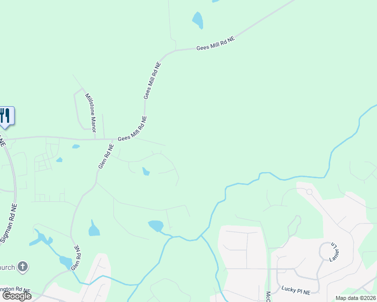 map of restaurants, bars, coffee shops, grocery stores, and more near 2556 Pattington Way Northeast in Conyers