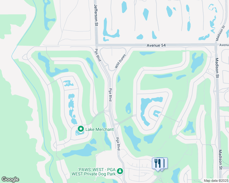 map of restaurants, bars, coffee shops, grocery stores, and more near 54838 Oaktree in La Quinta