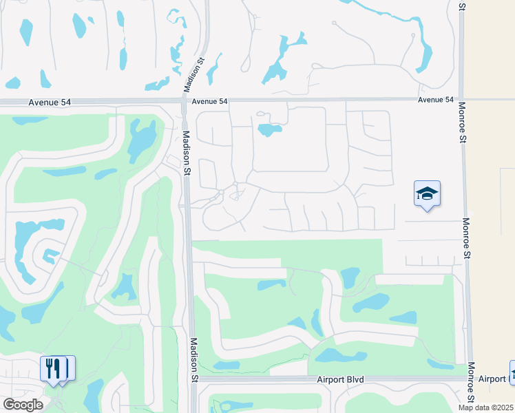 map of restaurants, bars, coffee shops, grocery stores, and more near 54720 Secretariat Drive in La Quinta