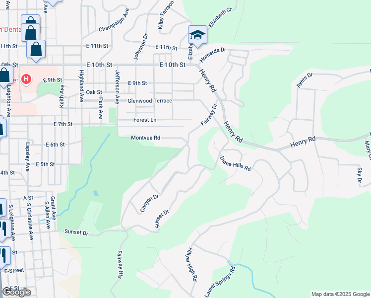 map of restaurants, bars, coffee shops, grocery stores, and more near 8 Sunset Drive in Anniston