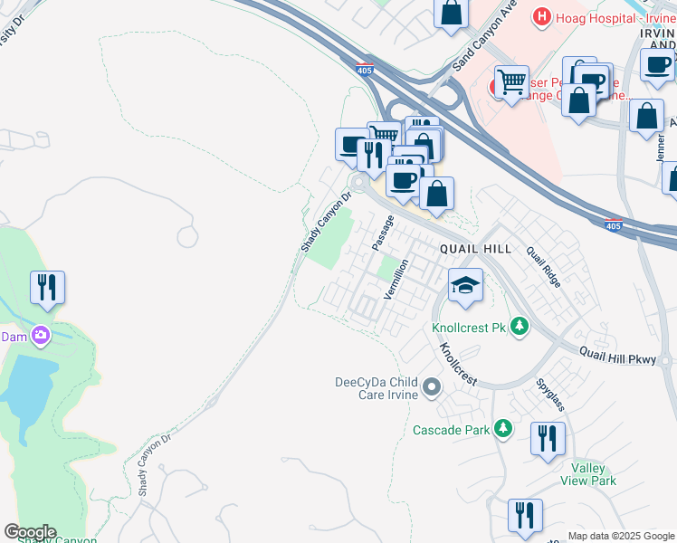 map of restaurants, bars, coffee shops, grocery stores, and more near 157 Stepping Stone in Irvine