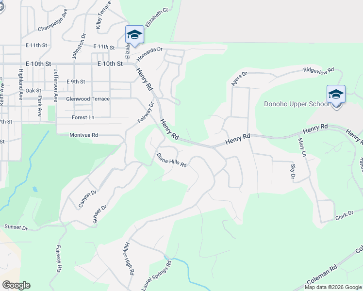 map of restaurants, bars, coffee shops, grocery stores, and more near 11 Dawvon Terrace in Anniston