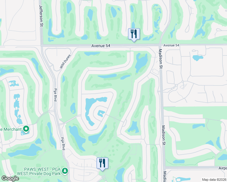 map of restaurants, bars, coffee shops, grocery stores, and more near 56360 Pebble Beach in La Quinta