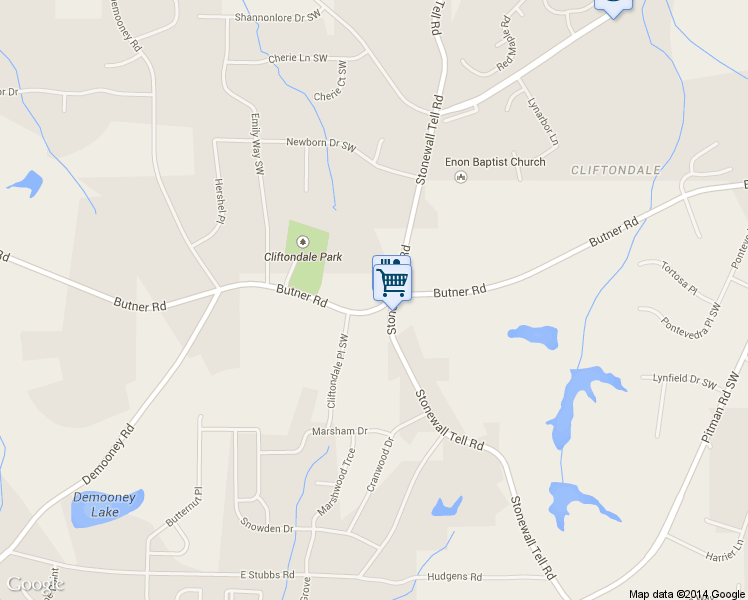 map of restaurants, bars, coffee shops, grocery stores, and more near 4545 Butner Road in College Park