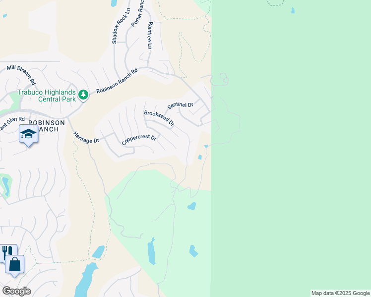 map of restaurants, bars, coffee shops, grocery stores, and more near 32916 Brookseed Drive in Trabuco Canyon