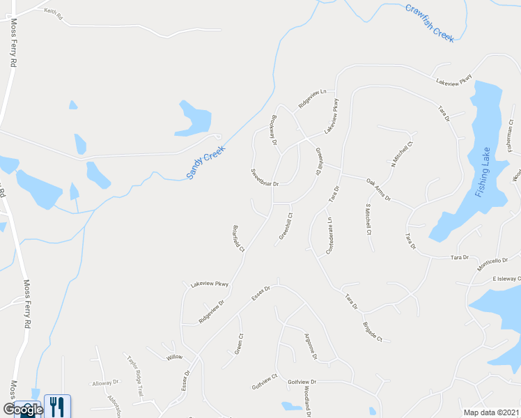 map of restaurants, bars, coffee shops, grocery stores, and more near 3117 Fairmond Court in Villa Rica