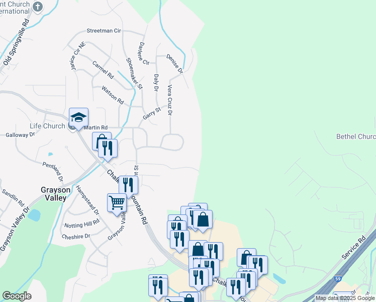 map of restaurants, bars, coffee shops, grocery stores, and more near 2657 Laburnum Drive in Birmingham