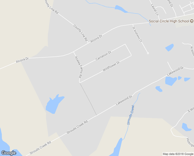 map of restaurants, bars, coffee shops, grocery stores, and more near 184 Wildflower Drive in Social Circle