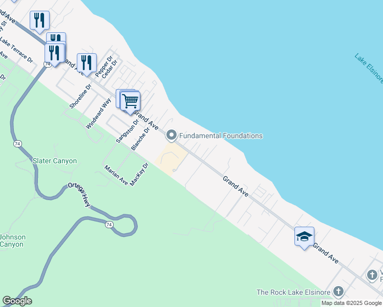 map of restaurants, bars, coffee shops, grocery stores, and more near in Lakeland Village
