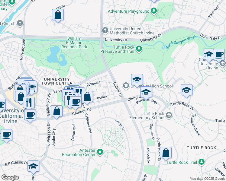 map of restaurants, bars, coffee shops, grocery stores, and more near 110 Wellesley in Irvine