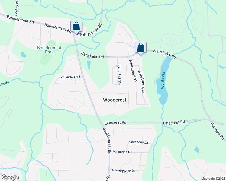 map of restaurants, bars, coffee shops, grocery stores, and more near 2668 Woodfen Drive in Ellenwood