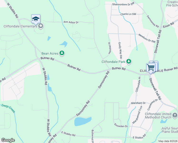 map of restaurants, bars, coffee shops, grocery stores, and more near 4865 Butner Road in Atlanta
