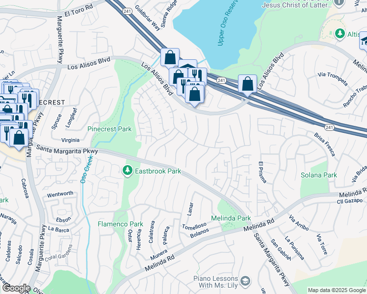 map of restaurants, bars, coffee shops, grocery stores, and more near 21432 Bastia in Mission Viejo