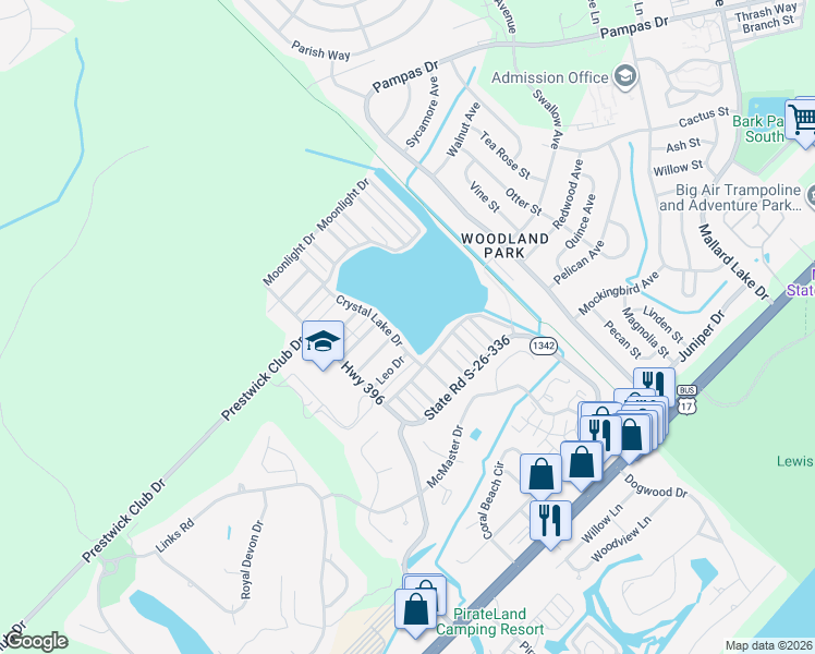 map of restaurants, bars, coffee shops, grocery stores, and more near 2717 Capricorn Drive in Myrtle Beach