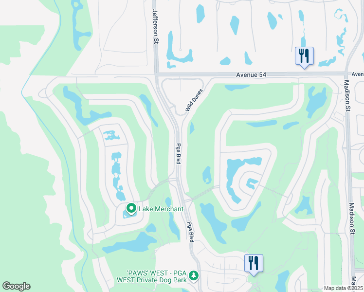map of restaurants, bars, coffee shops, grocery stores, and more near Oaktree in La Quinta