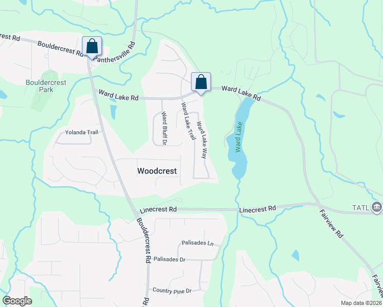 map of restaurants, bars, coffee shops, grocery stores, and more near 4093 Ward Lake Trail in Ellenwood