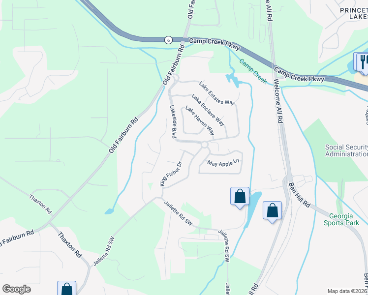 map of restaurants, bars, coffee shops, grocery stores, and more near 3974 Otter Dam Court in Atlanta