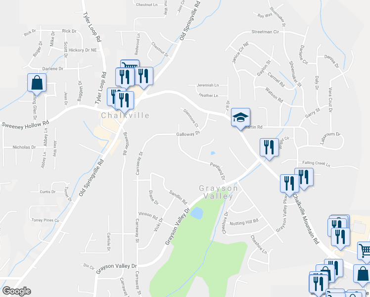 map of restaurants, bars, coffee shops, grocery stores, and more near 2324 Pentland Drive in Birmingham