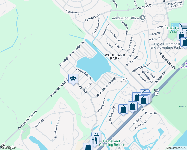 map of restaurants, bars, coffee shops, grocery stores, and more near 2717 Capricorn Drive in Myrtle Beach