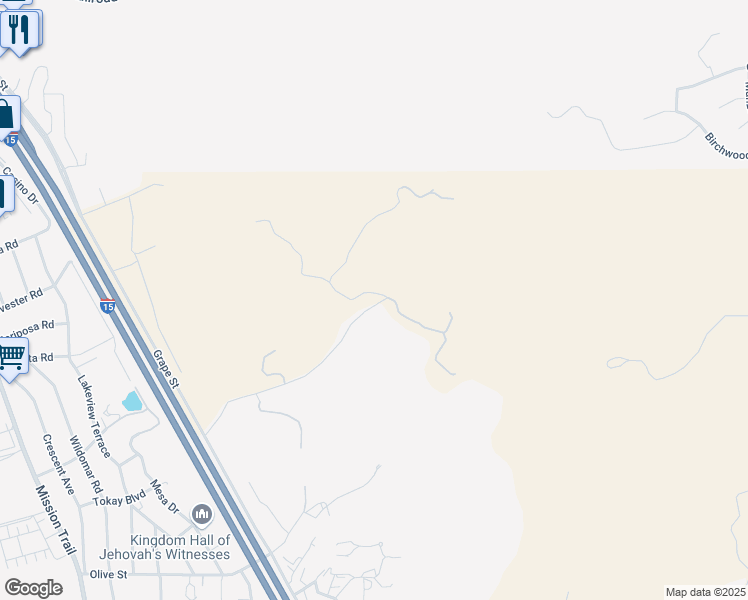 map of restaurants, bars, coffee shops, grocery stores, and more near Elsinore Heights Drive in Wildomar