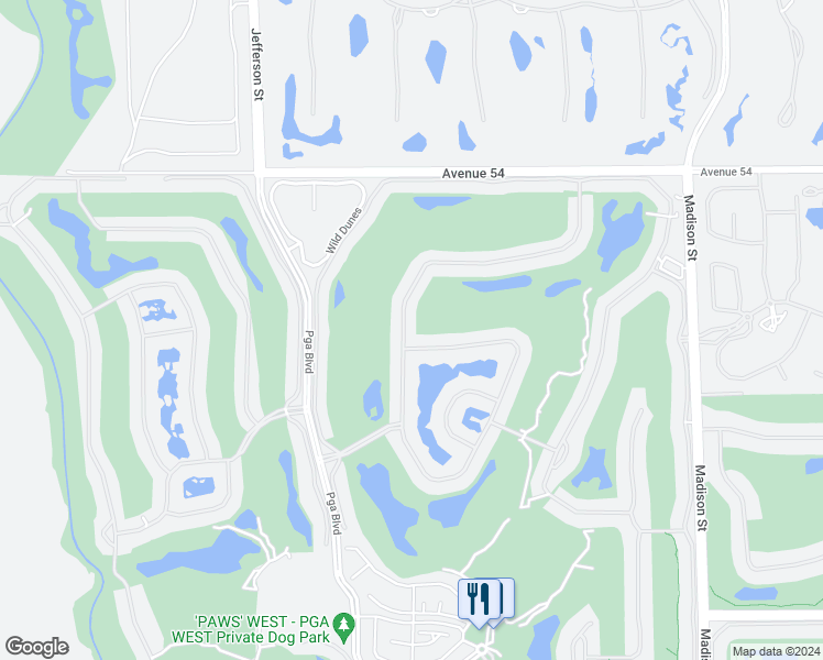 map of restaurants, bars, coffee shops, grocery stores, and more near 54880 Inverness Way in La Quinta