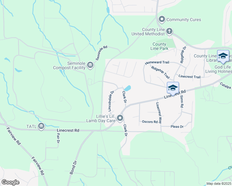 map of restaurants, bars, coffee shops, grocery stores, and more near 4342 Lincolndale Drive in Ellenwood