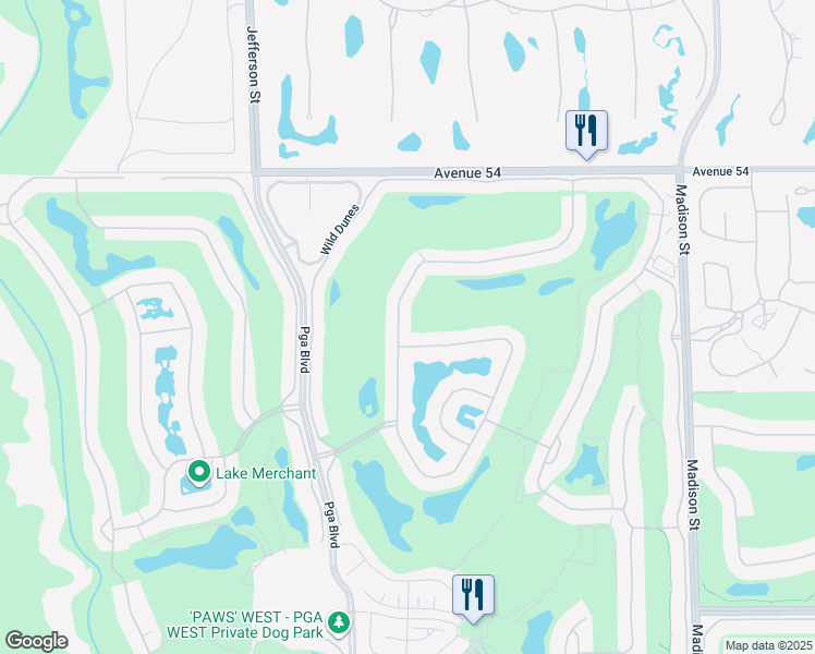 map of restaurants, bars, coffee shops, grocery stores, and more near 54880 Inverness Way in La Quinta