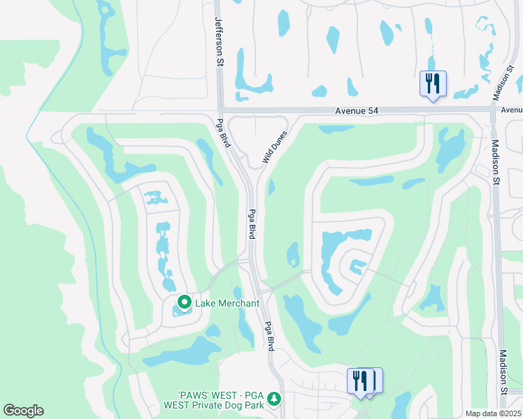 map of restaurants, bars, coffee shops, grocery stores, and more near 54838 Oaktree in La Quinta