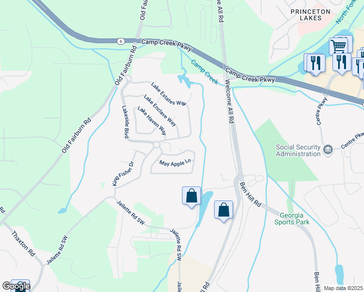 map of restaurants, bars, coffee shops, grocery stores, and more near 4050 Ironwood Drive in Atlanta