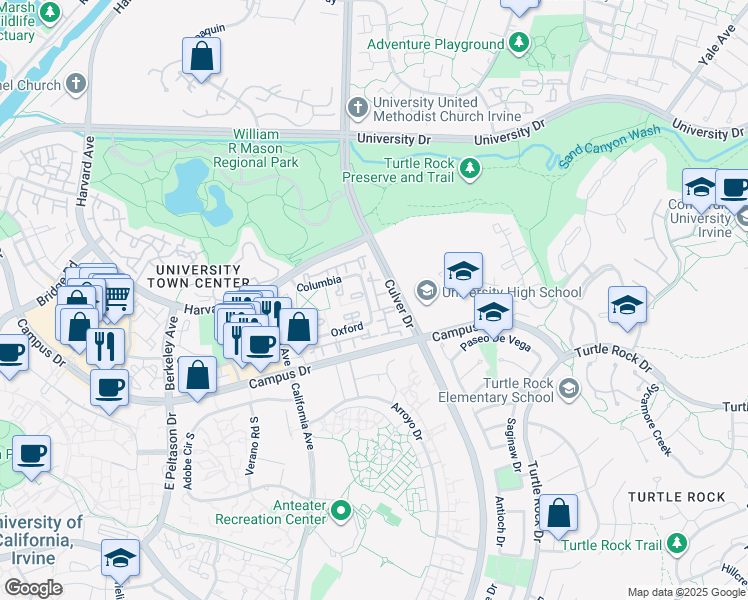 map of restaurants, bars, coffee shops, grocery stores, and more near 118 Oxford in Irvine
