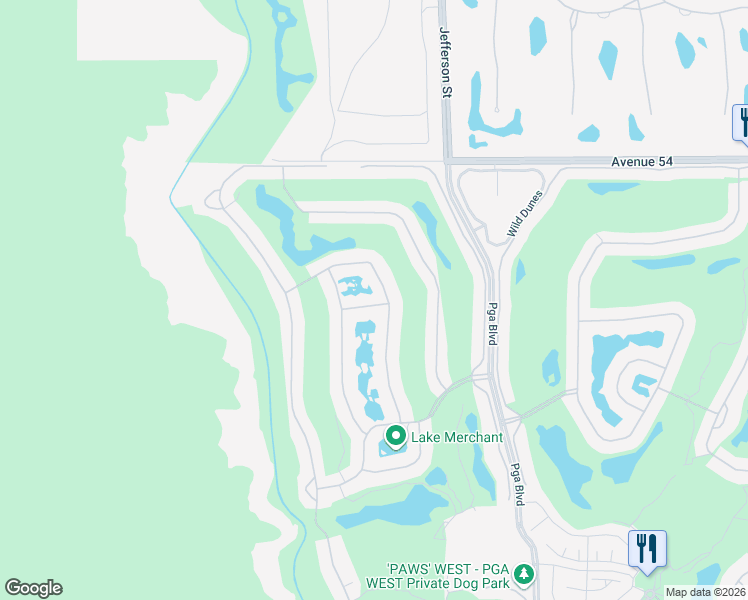 map of restaurants, bars, coffee shops, grocery stores, and more near 54958 Tanglewood in La Quinta