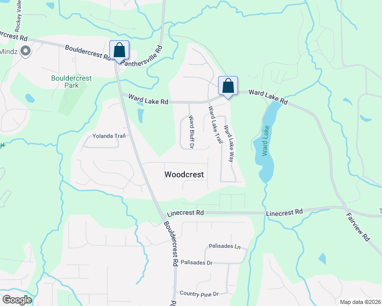 map of restaurants, bars, coffee shops, grocery stores, and more near 2678 Woodfen Drive in Ellenwood