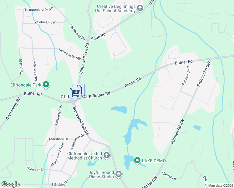 map of restaurants, bars, coffee shops, grocery stores, and more near 4434 Butner Road in Atlanta