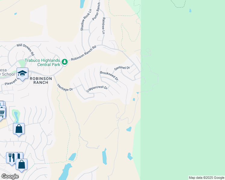 map of restaurants, bars, coffee shops, grocery stores, and more near 32782 Rosemont Drive in Trabuco Canyon