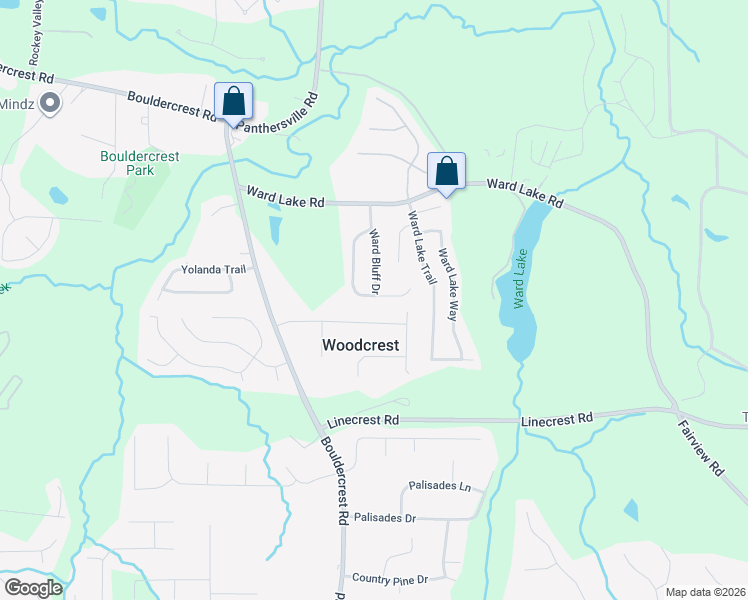 map of restaurants, bars, coffee shops, grocery stores, and more near 4357 Ward Bluff Court in Ellenwood