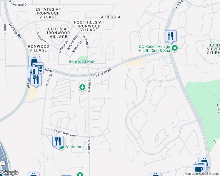map of restaurants, bars, coffee shops, grocery stores, and more near 9487 East Trailside View in Scottsdale